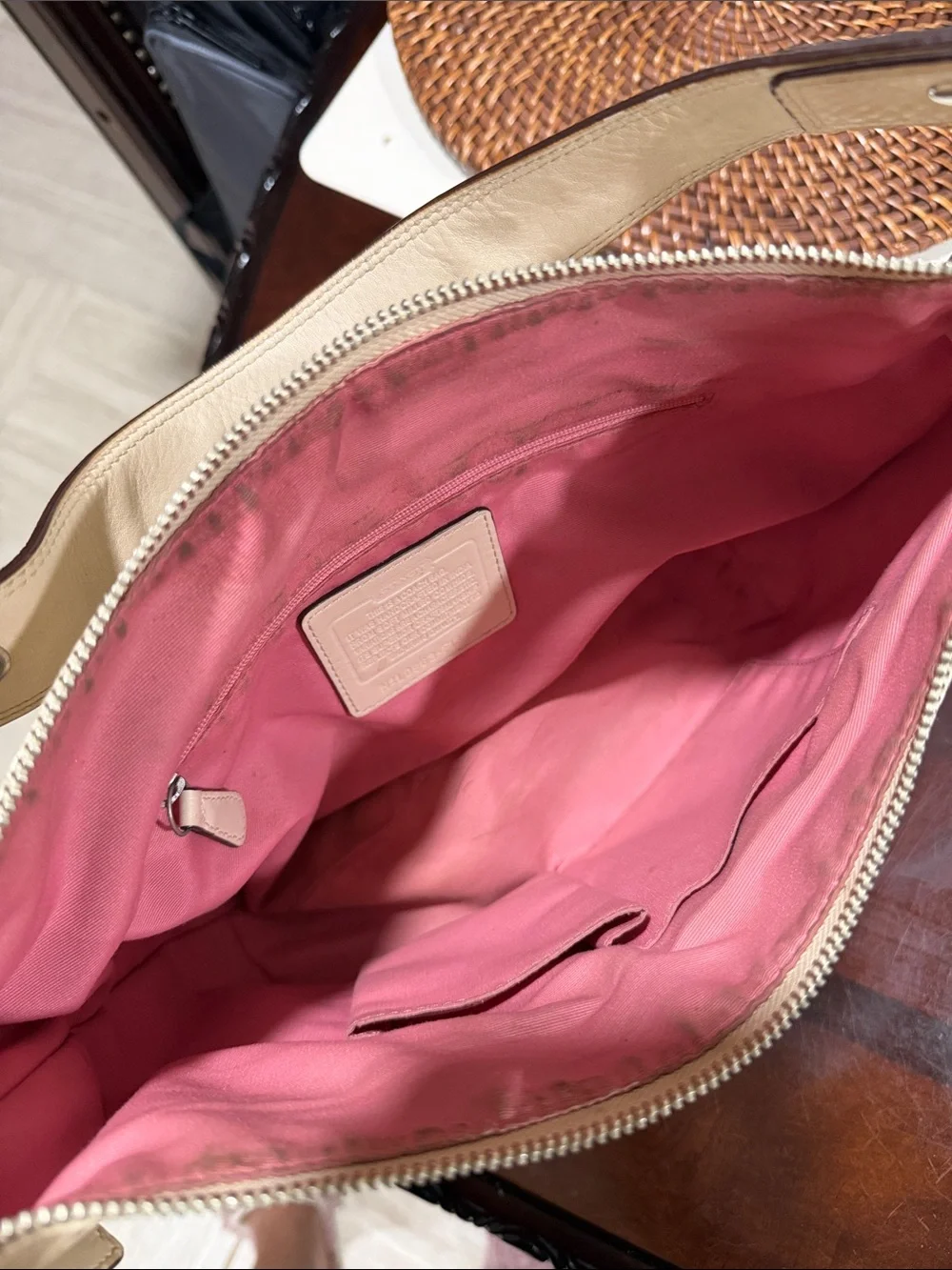 Coach Cream Pebbled Leather Hobo Bag